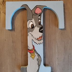 Hand painted lady and the tramp letter art